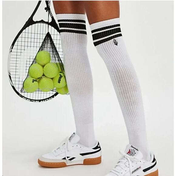 Free People Movement Knee High Logo Stripe Tube Socks Set of 2 - Picture 1 of 3